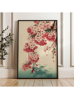 Ninastore Kiraz Çiçeği Dalı Japon Vintage Tarzı Dijital Poster Indir