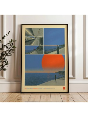 Ninastore Retro Japon Y2K Posteri, Indie Oda Dekorasyonu, Estetik 90'lar Vaporwave Baskı, Vintage Japon Duvar Sanatı, Turuncu Mavi Poster, Dijital Indirme