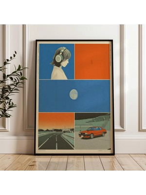 Ninastore Retro Japon Y2K Posteri, Indie Oda Dekorasyonu, Estetik 90'lar Vaporwave Baskı, Vintage Japon Duvar Sanatı, Turuncu Mavi Poster, Dijital Indirme