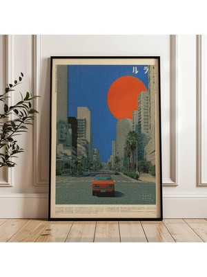 Ninastore Retro Japon Şehir Manzarası Posteri Y2K Vaporwave Baskı (Dijital Indirme)