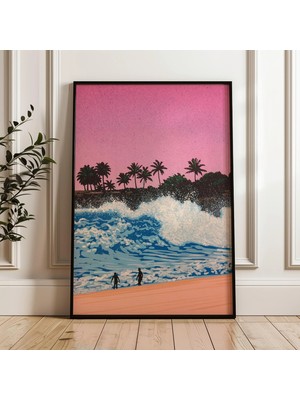 Ninastore Tropikal Plaj Sörf Sahnesi Hiroshi Nagai Japon Şehir Popu Dijital Poster Indirme