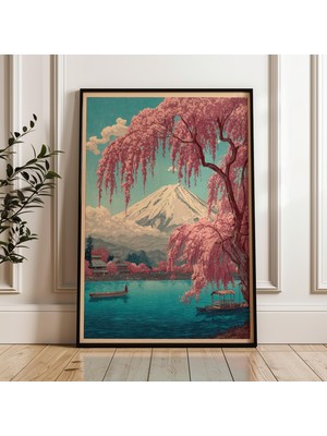 Ninastore Japon Baharı Posteri, Vintage Japonya Fuji Dağı Sanat Baskısı, Oryantal Sakura Duvar Sanatı, Geleneksel Ahşap Baskı Tarzı, Zen Doğa Ev Dekorasyonu