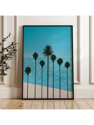 Ninastore Okyanus Kıyısındaki Palmiye Ağaçları Japon Şehri Pop Dijital Poster Indir