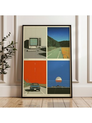 Ninastore Retro Japon Y2K Posteri, Indie Oda Dekorasyonu, Estetik 90'lar Vaporwave Baskı, Vintage Japon Duvar Sanatı, Turuncu Mavi Poster, Dijital Indirme