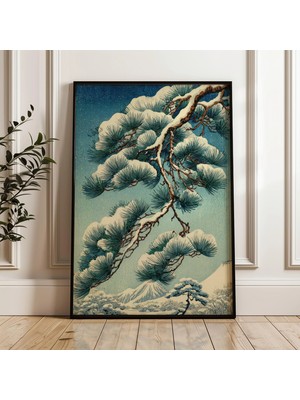 Ninastore Karlı Çam Ağacı Japon Ukiyo-E Dijital Poster Indirme
