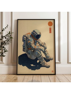 Ninastore Oturan Astronot Japon Retrofütürizmi Dijital Poster Indir