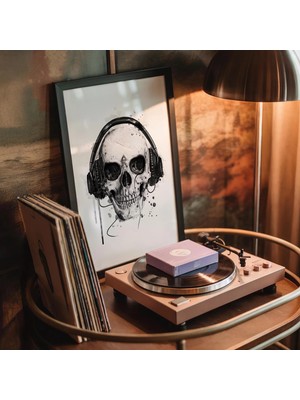 Ninastore Gotik Kafatası Baskısı | Siyah Beyaz Iskelet Duvar Sanatı Kafatası Duvar Dekoru Gotik Müzik Baskısı