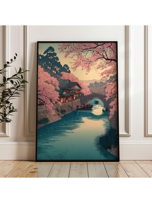 Ninastore Japon Sakura Nehri Manzarası Y2K Indie Dekor Dijital Poster Indirme