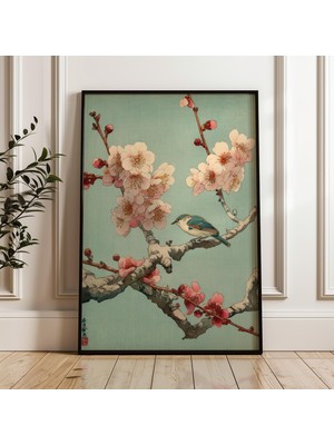 Ninastore Kiraz Çiçeği ve Kuş Temalı Japon Tarzı Dijital Poster Indir