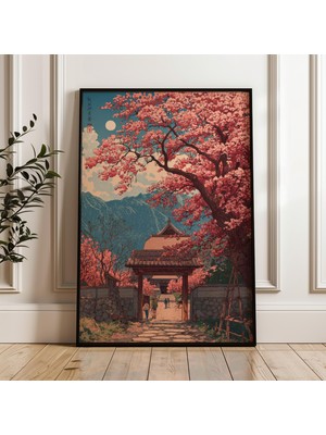 Ninastore Japon Tapınağı Posteri, Vintage Japon Sanat Baskısı, Oryantal Duvar Sanatı, Geleneksel Ahşap Baskı Tarzı, Zen Doğa Ev Dekorasyonu