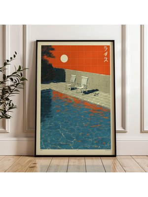 Ninastore Retro Japon Y2K Posteri, Indie Oda Dekorasyonu, Estetik 90'lar Vaporwave Baskı, Vintage Japon Duvar Sanatı, Turuncu Mavi Poster, Dijital Indirme