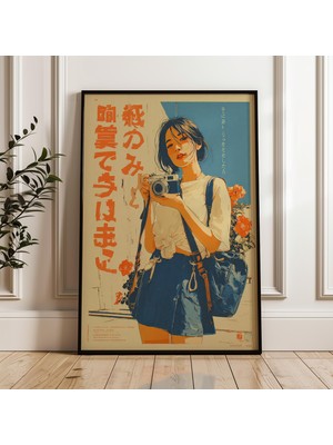 Ninastore Kameralı Genç Kadın Retro Japon Tarzı Dijital Poster Indir