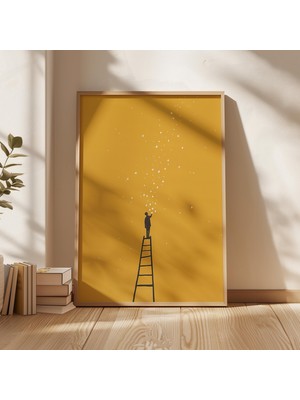 Ninastore Minimalist Yıldızlı Gökyüzü Duvar Sanatı Büyük Hayaller Kur Illüstrasyon Baskısı Modern Neşeli Dekor Dijital Indirme