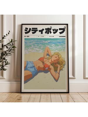 Ninastore Japon Y2K Posteri Retro Anime Plaj Baskısı (Dijital Indirme)