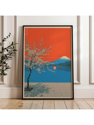 Ninastore Japon Fuji Dağı Posteri Retro Y2K Vaporwave Sanatı (Dijital Indirme)