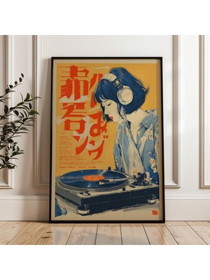 Ninastore Müzik Dinleyen Kız Japon Retro Dijital Poster Indir
