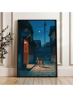 Ninastore Sessiz Japon Sokağında Köpek Ukiyo-E Dijital Poster Indir
