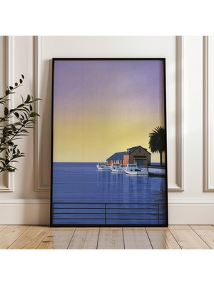 Ninastore Hiroshi Nagai'nin Japon Şehir Popu Tarzındaki Sakin Liman Manzarasını Gösteren Dijital Posterini Indirin.
