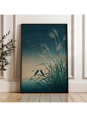 Ninastore Kuşlar ve Pampas Otu Japon Tarzı Dijital Poster Indir