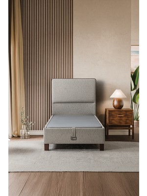 Mekan Yatak Tek Kişilik Baza Başlık 2'li Set – Kadife Görünümlü Kumaş, Kaydırmaz ve Ergonomik Kulp