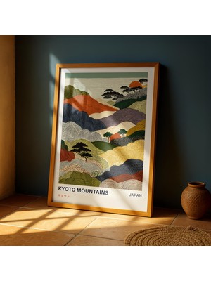 Ninastore Kyoto Dağları Vintage Sanat Baskısı – Japon Dağ Manzarası Posteri Japandi Doğa Duvar Dekoru, Oturma Odası Veya Ofis Için