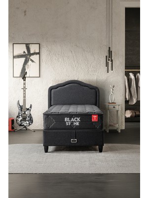 Mekan Yatak Black Stone Tek Kişilik Sandıklı Baza Başlık ve Yatak 3'lü Set