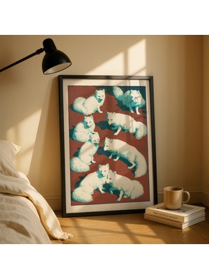 Ninastore Kutup Tilkisi Baskısı Japon Halk Sanatı Duvar Sanatı Vintage Kış Posteri Oturma Odası Dekorasyonu Tilki Severler Için Hediye