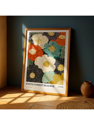 Ninastore Kyoto Orman Koruma Alanı Sanat Baskısı – Yayoi Kusama Esintili Japon Çiçek Desenli Poster, Oturma Odası, Yatak Odası ve Ofisler Için Cesur Japandi Duvar Sanatı