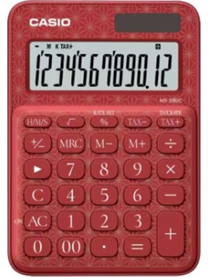 Casio MS-20UC-JRD 12 Hane Kırmızı Desenli Masa Üstü Hesap Makinesi