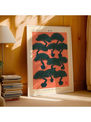 Ninastore Bonsai Ağacı Baskılı Japon Desenli Duvar Sanatı, Doğayı Besle Posteri, Zen Duvar Sanatı Dekorasyonu, Botanik Baskı