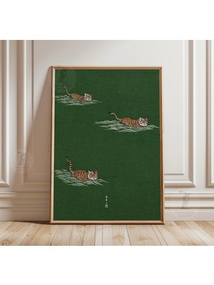 Ninastore Yeşil Kaplan Posteri Minimalist Japon Sanatı Duvar Kağıdı Dekoru