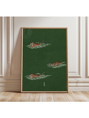 Ninastore Yeşil Kaplan Posteri Minimalist Japon Sanatı Duvar Kağıdı Dekoru