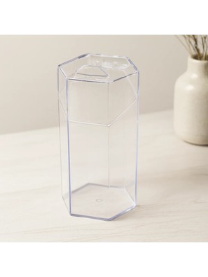 HCC Kapaklı Makyaj Fırça Organizeri (6 Bölmeli) Mika Kristal Plastik 10X8.9X20 cm