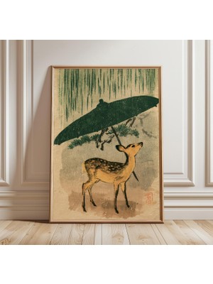 Ninastore Japon Geyik Baskısı | Vintage Hayvan Duvar Sanatı | Ukiyo-E Tarzı Poster