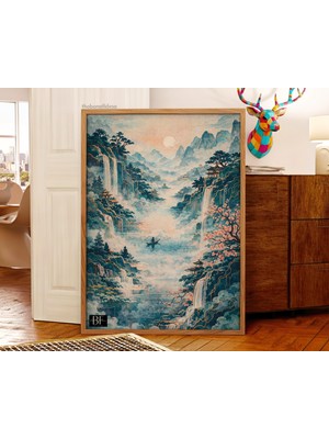 Ninastore Japon Şelale Manzarası Tablosu Japon Duvar Sanatı