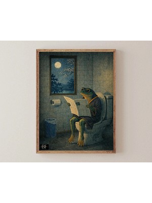 Ninastore Japon Kurbağası Baskısı, Kurbağa Banyo Baskısı, Hasui Kawase Sanatı, Hiroaki Takahashi Tarzı Japon Duvar Sanatı, Komik Banyo Duvar Sanatı