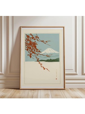 Ninastore Fuji Dağı Manzara Baskısı | Japon Kiraz Çiçeği Duvar Sanatı | Dağ Evi Dekorasyonu