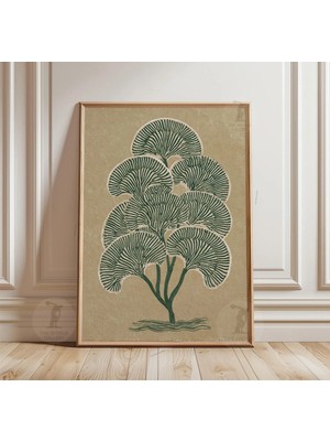 Ninastore Japon Ginkgo Ağacı Posteri | Minimalist Botanik Illüstrasyon Baskısı | Wabi Sabi Doğa Duvar Sanatı