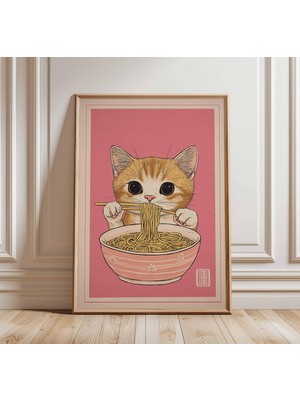 Ninastore Anime Kedi Ramen Posteri Kawaii Japon Mutfak Sanatı
