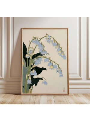 Ninastore Mavi Zambak Botanik Baskı | Japon Çiçekli Duvar Sanatı | Vintage Çiçek Posteri