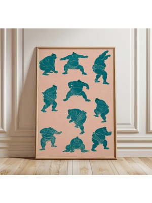 Ninastore Sumo Güreşçisi Baskısı | Japon Sporları Duvar Sanatı | Vintage Atletik Poster