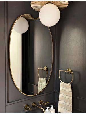 Tr Asimetrik Duvar Aynası/konsol Aynası/duvar Dekor Ayna Gold 60 x 90