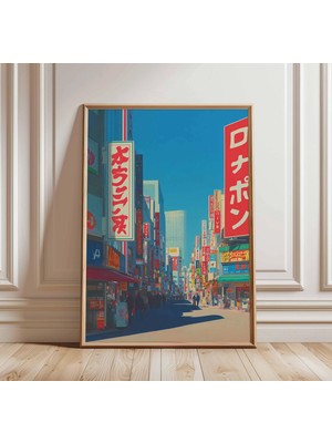 Ninastore Tokyo Sokak Baskısı Japonya Seyahat Posteri Retro Otomat Sanatı