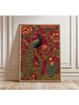 Ninastore Japon Tavus Kuşu Duvar Sanatı Canlı Çiçekli Kuş Posteri Renkli Oryantal Baskı Dekoratif Sanat