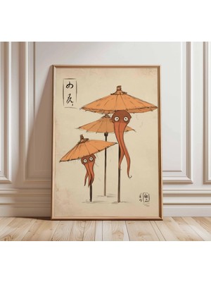Ninastore Japon Yokai Sanatı Baskısı Karakasa Şemsiye Hayaleti Folklor Posteri