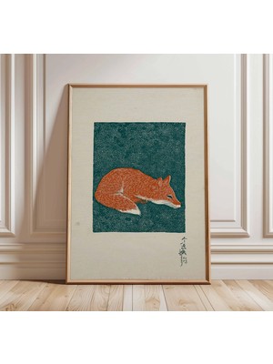 Ninastore Uyuyan Tilki Posteri Japon Minimalist Sanat Baskısı Retro Hayvan Duvar Sanatı Orta Çağ Modern Dekor Vintage Orman Posteri Tasarımı
