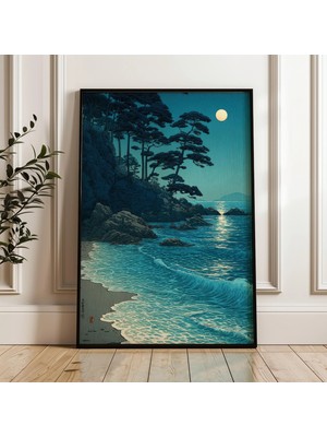 Ninastore Ay Işığında Kıyı Manzarası Japon Ukiyo-E Tarzı Dijital Poster Indir