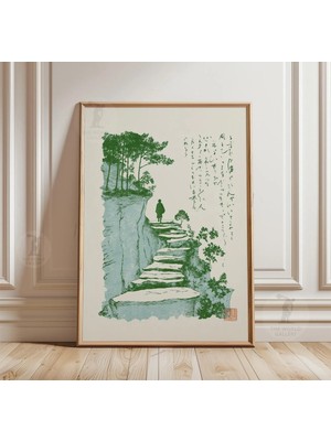 Ninastore Japon Dağ Yolu Posteri | Minimalist Zen Kayalık Doğa Baskısı