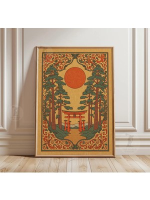 Ninastore Japon Torii Kapısı Baskısı | Fuji Dağı Zodyak Sanatı Orman Posteri