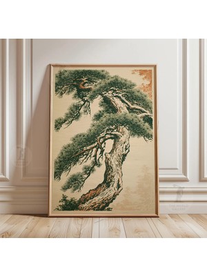 Ninastore Japon Çam Ağacı Posteri, Vintage Botanik Baskı, Zen Duvar Dekoru